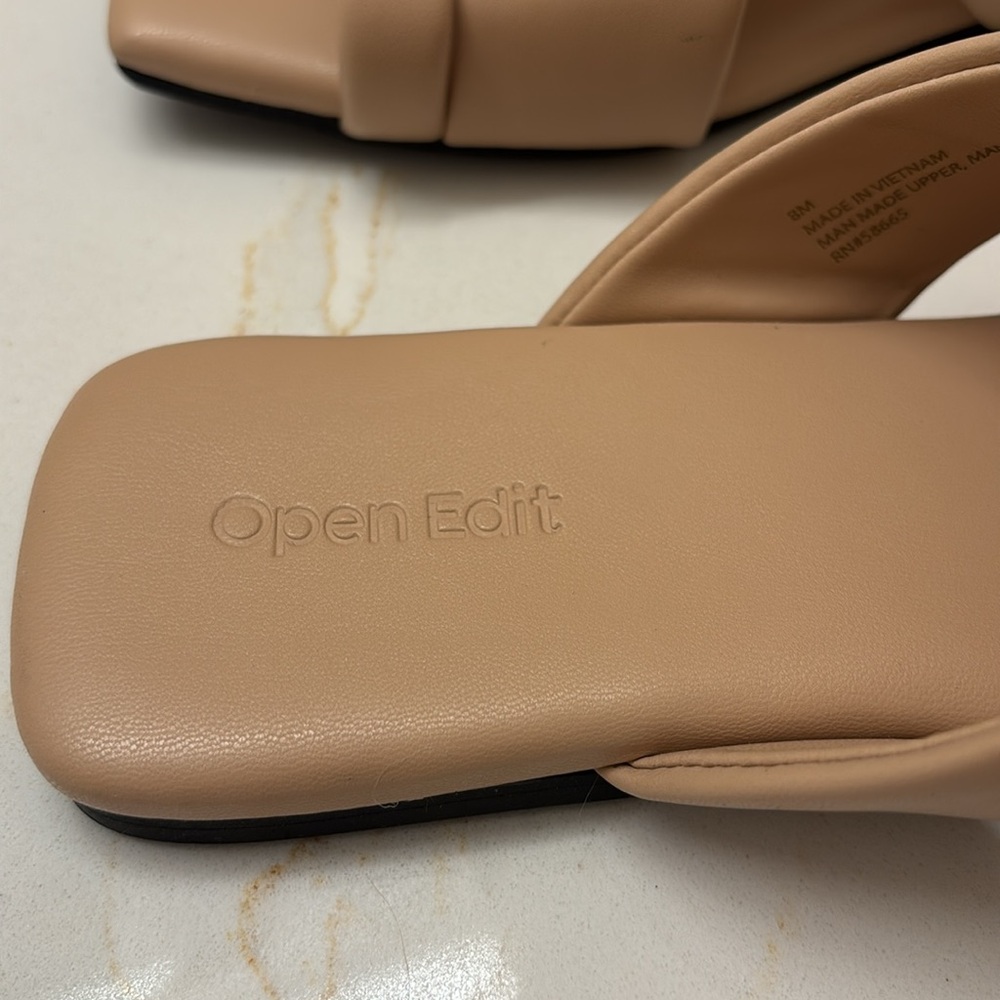 Open Edit size 8 Tan Women's Sandal slides EUC - Picture 6 of 10